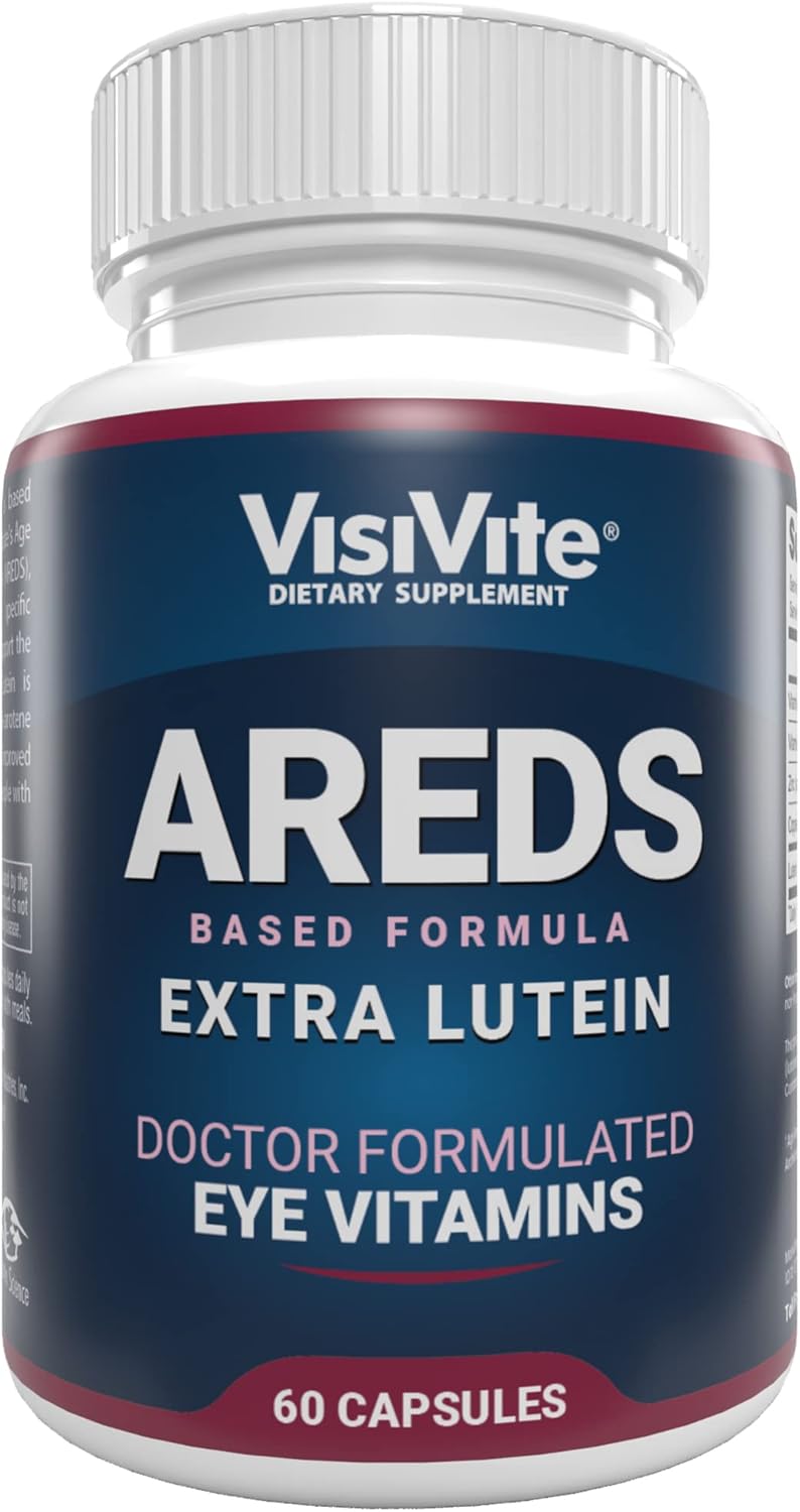 VisiVite AREDS Lutein Eye Vitamins - Beta-Carotene Free Lutein Supplements - Eye Health for Adults - 60 Capsules