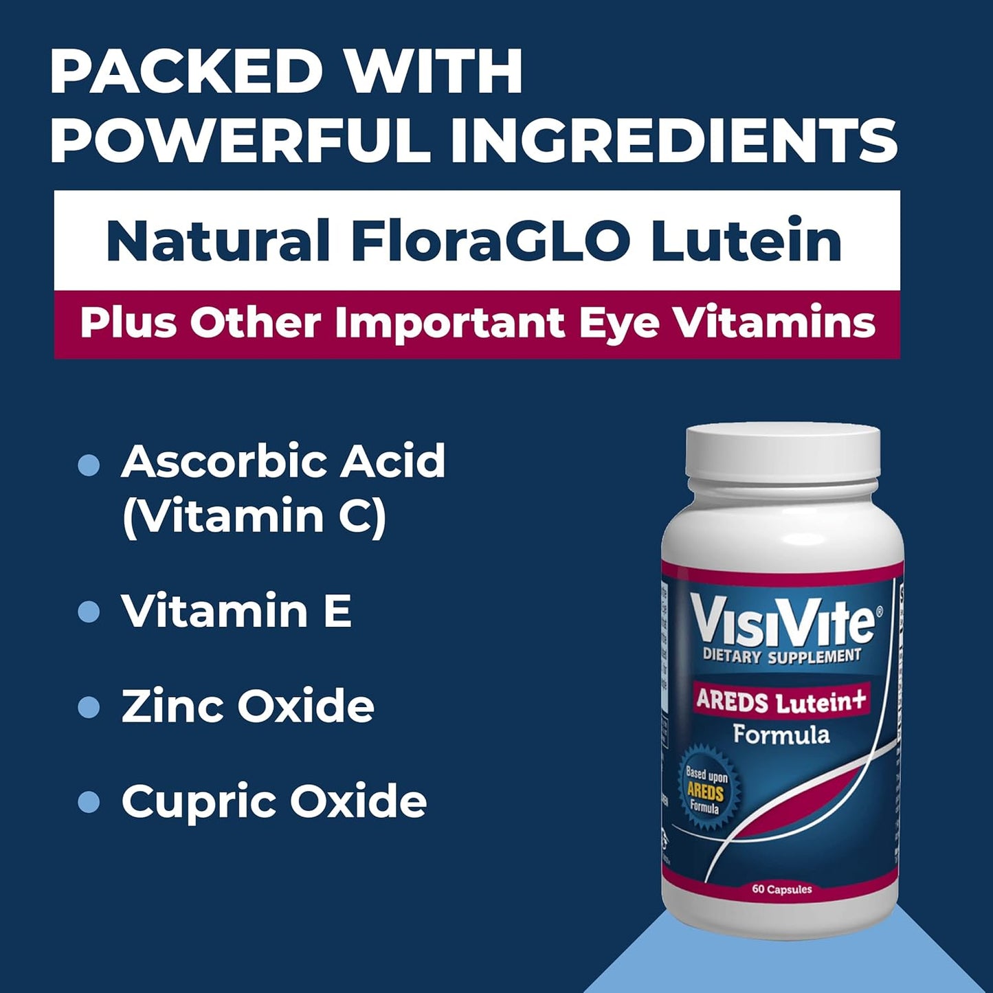 VisiVite AREDS Lutein Eye Vitamins - Beta-Carotene Free Lutein Supplements - Eye Health for Adults - 60 Capsules