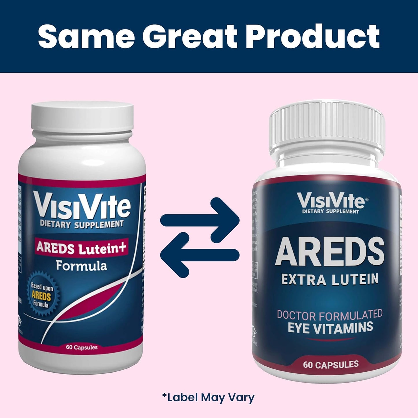 VisiVite AREDS Lutein Eye Vitamins - Beta-Carotene Free Lutein Supplements - Eye Health for Adults - 60 Capsules
