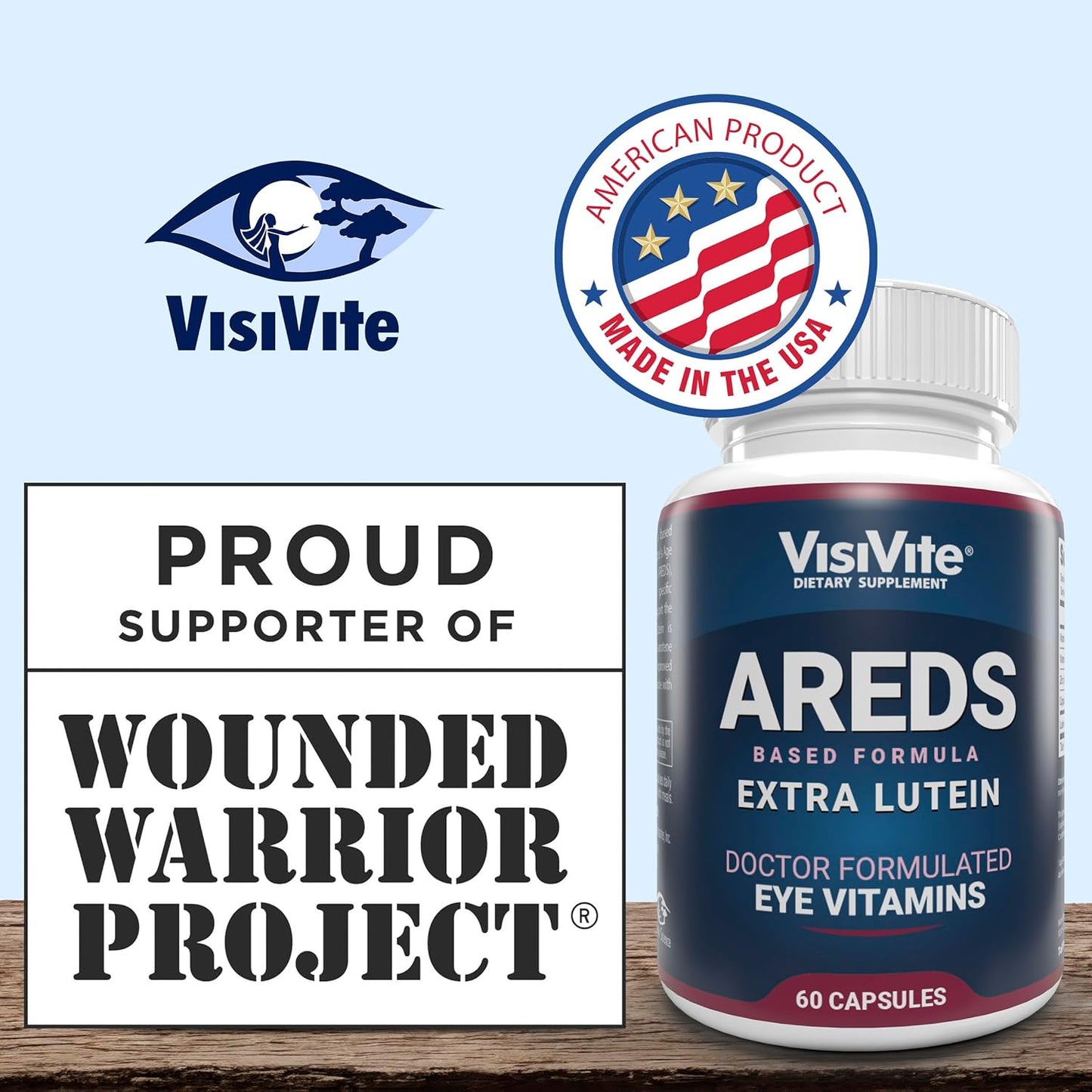 VisiVite AREDS Lutein Eye Vitamins - Beta-Carotene Free Lutein Supplements - Eye Health for Adults - 60 Capsules