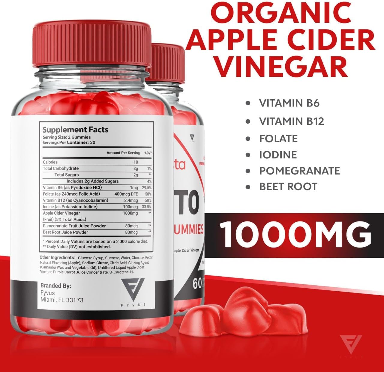 Vista Keto ACV Gummies (2 Pack) for Advanced Slimming Formula - Keto Apple Cider Vinegar Supplement with 120 Gummies