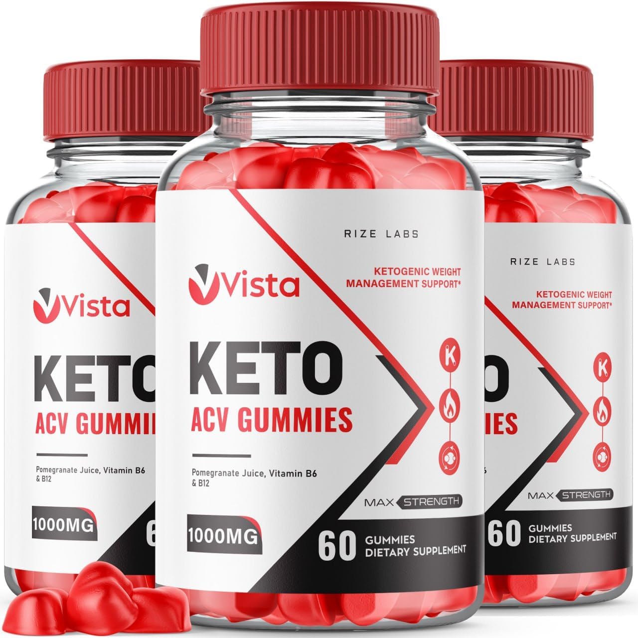 Vista Keto ACV Gummies Pack of 3 for Slimming Formula - Advanced Strength Formula (180 Gummies)