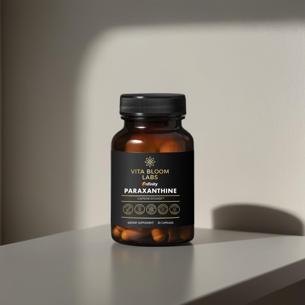Vita Bloom Labs Enfinity Paraxanthine Capsules - Clean Energy & Focus Boost - Caffeine Alternative - 200mg - 30 Capsules - USA Formulated - GMP Certified