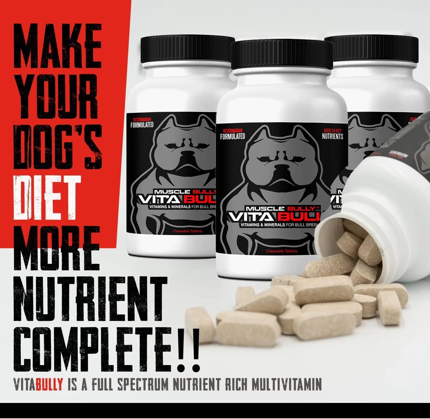 Vita Bully Vitamins for Bully Breeds: Pit Bulls, American Bullies, Bulldogs - Made in USA (60 Vitamins)