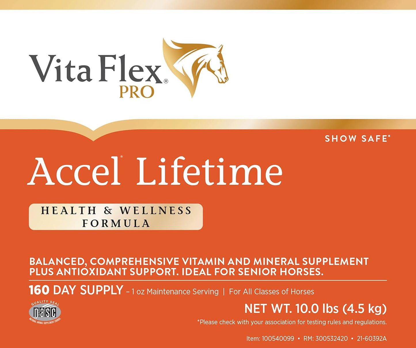 Vita Flex Pro Accel Horse Supplement 10 lb - Lifetime Health & Wellness Formula