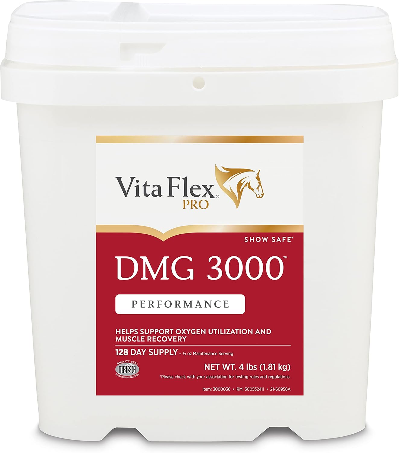 Vita Flex Pro DMG 3000 Equine Concentrate, 4 lb Tub, 128 Day Horse Supplement Supply