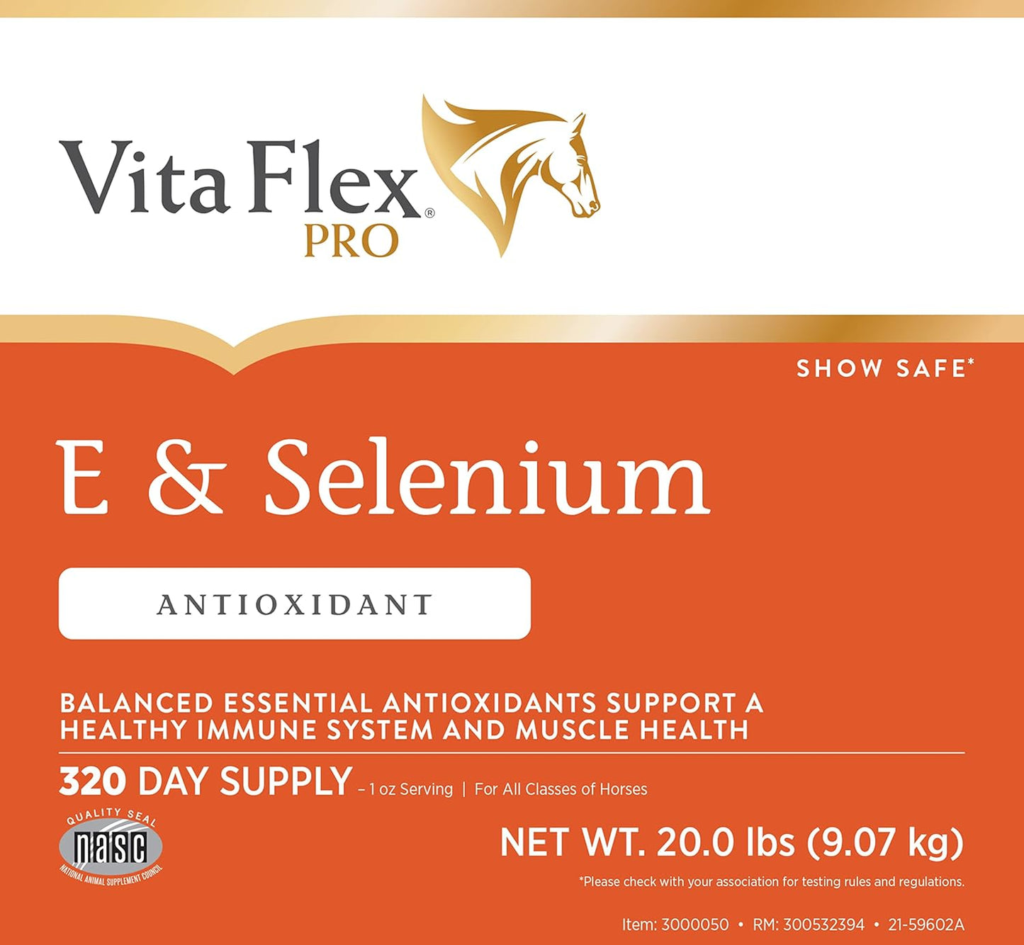 Vita Flex Pro E and Horse Selenium Supplement, 20 lb, 320-Day Antioxidant Supply for Balanced Nutrition