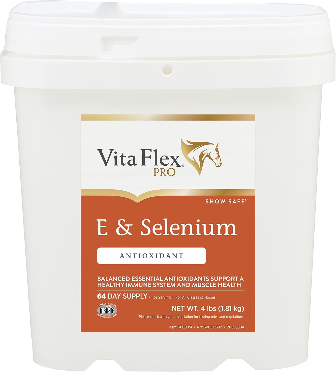 Vita Flex Pro E and Selenium Supplement for Horses, 4lb - Antioxidant-Rich Formula, 64-Day Supply