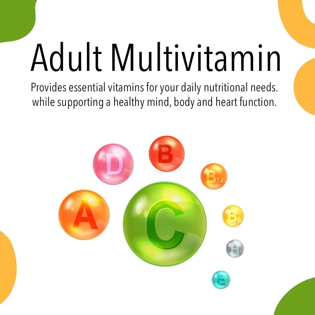 VITA GLOBE Adult Multivitamin Gummy with Essential Vitamins - 60 Count Pack - Vitamin C, D, E, B6, B12, Biotin, Pantothenic Acid, Folate - Daily Supplement for Wellness and Immune Support