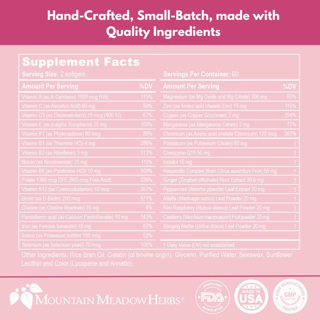 Vita-MOM Herbal Prenatal Vitamins - Folic Acid, Iron & Herb Blend in Soft Gel Caps - 2-Month Supply (120 ct.)
