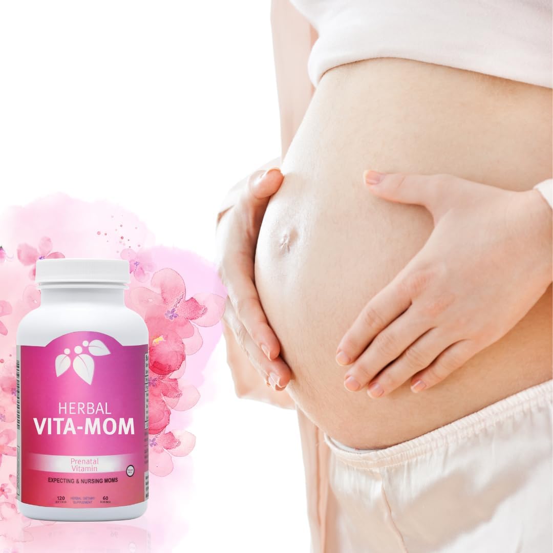 Vita-MOM Herbal Prenatal Vitamins - Folic Acid, Iron & Herb Blend in Soft Gel Caps - 2-Month Supply (120 ct.)