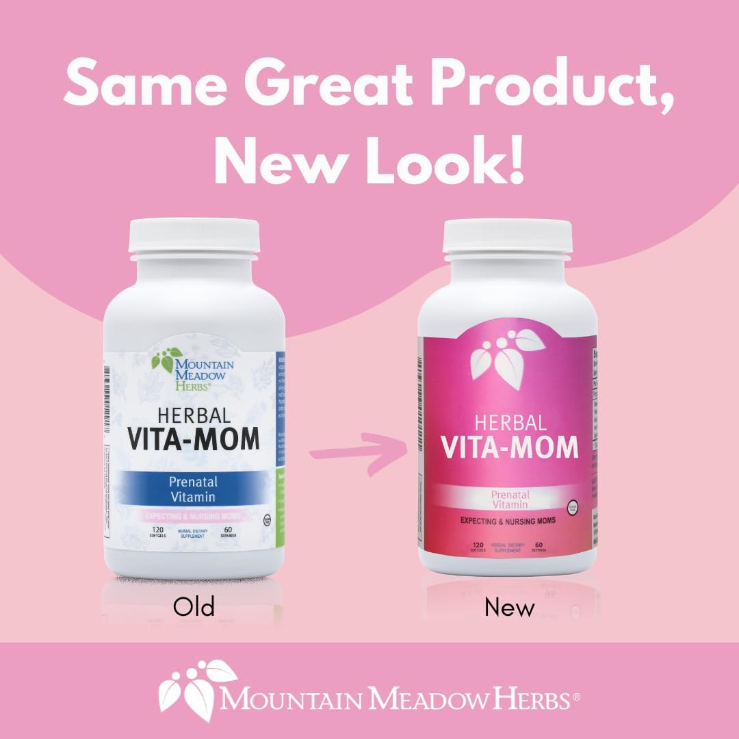 Vita-MOM Herbal Prenatal Vitamins - Folic Acid, Iron & Herb Blend in Soft Gel Caps - 2-Month Supply (120 ct.)