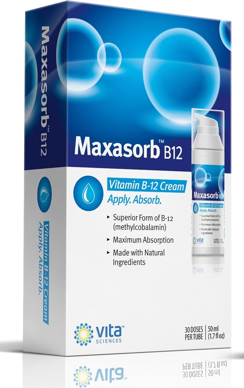 Vita Sciences Methylcobalamin B12 Cream 1000 mcg - Topical B12 Skin Cream for Energy, Health, and Vibrant Skin - Eczema and Psoriasis Relief