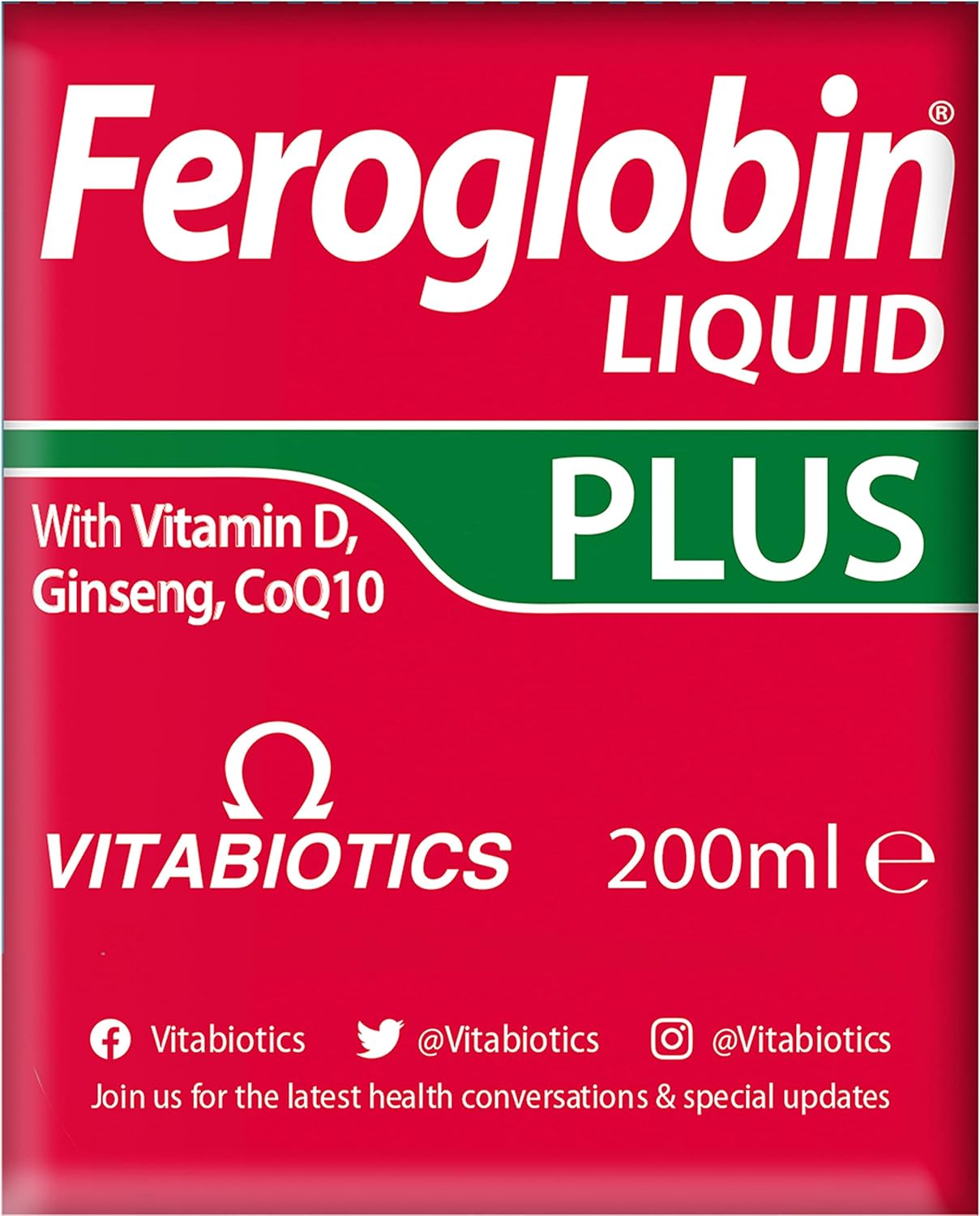 Vitabiotics Feroglobin Plus Liquid Iron Supplement 200ml - Boost Energy and Immunity