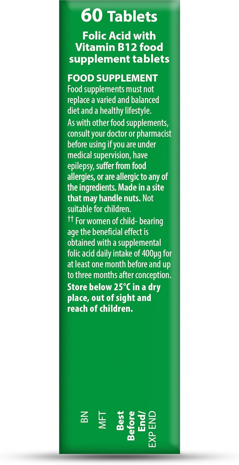 Vitabiotics Ultra Folic Acid 400ug with Vitamin B12 - 60 Tablets for a Healthy Lifestyle