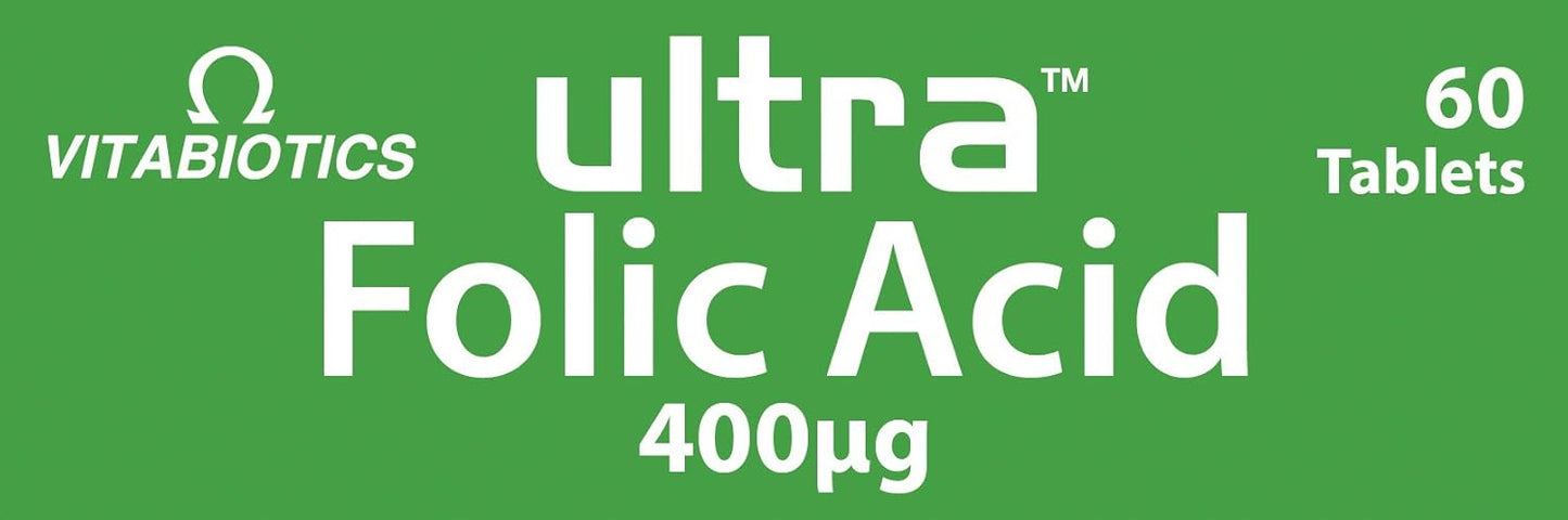 Vitabiotics Ultra Folic Acid 400ug with Vitamin B12 - 60 Tablets for a Healthy Lifestyle