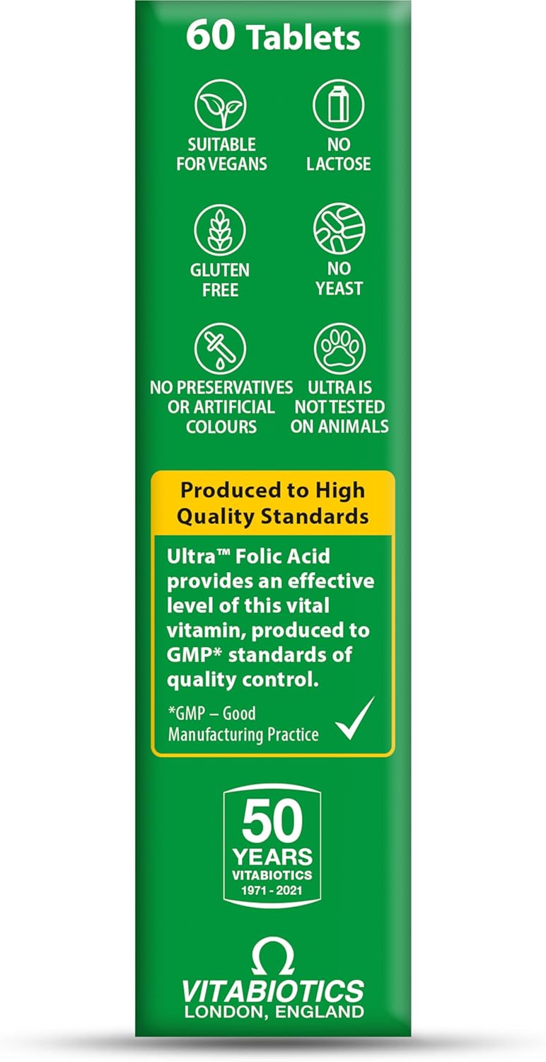 Vitabiotics Ultra Folic Acid 400ug with Vitamin B12 - 60 Tablets for a Healthy Lifestyle