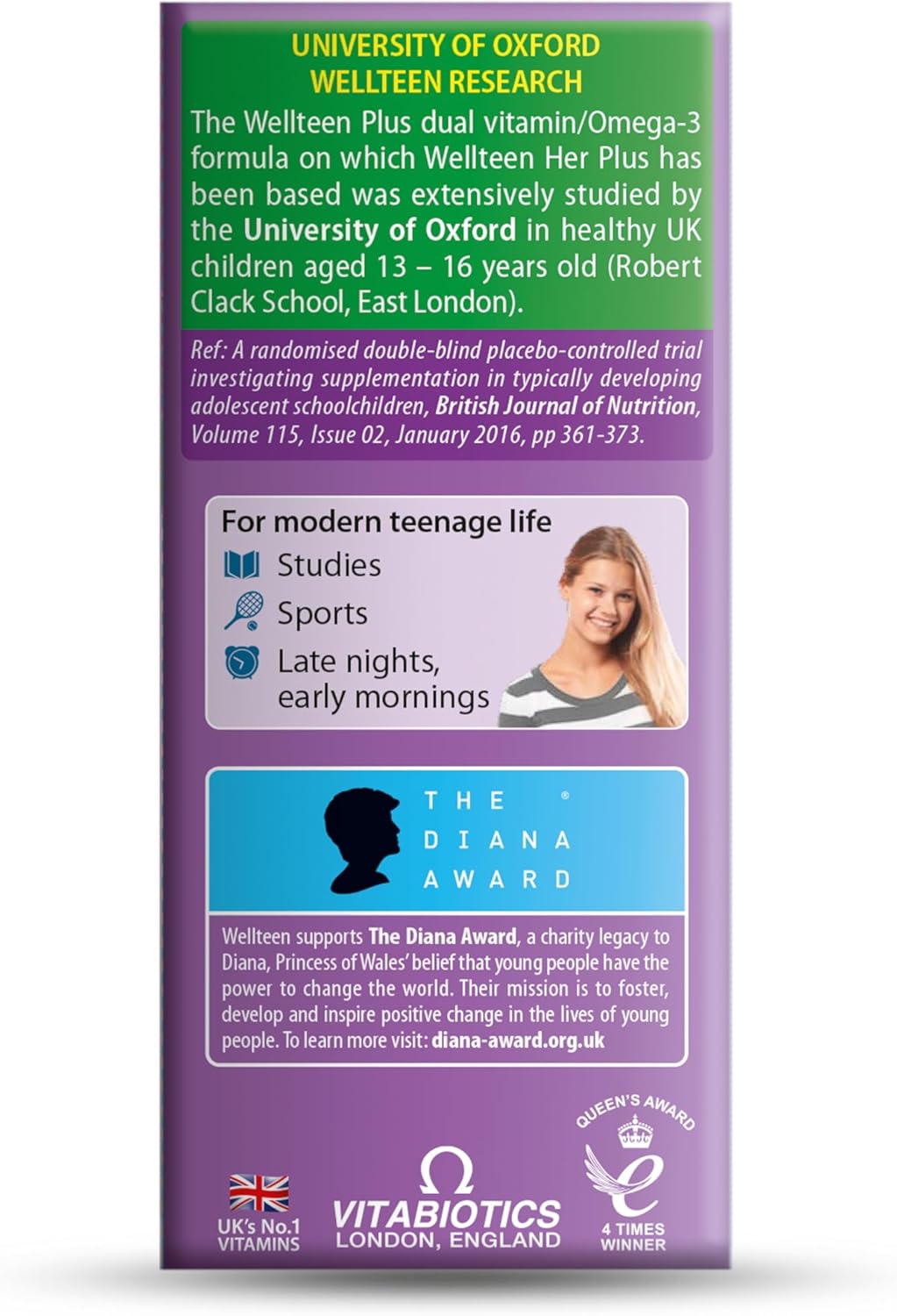 Vitabiotics Wellteen Her Plus Omega-3 - Nutritional Support for Teenagers and Young Women - 56 Tablets and Capsules