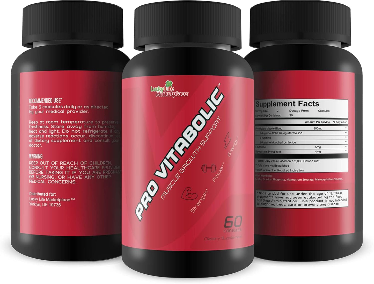 Vitabolic Muscle Growth Support Supplement - Boost Power, Strength, Stamina, & Energy - Enhance Muscle Pump & Nutrient Delivery - With L-Arginine & L-Citrulline