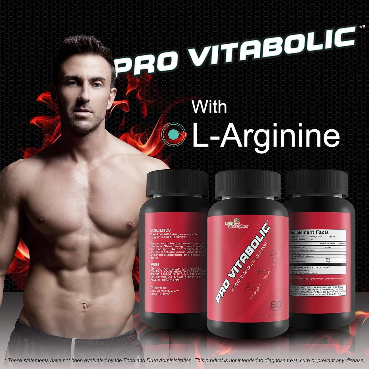 Vitabolic Muscle Growth Support Supplement - Boost Power, Strength, Stamina, & Energy - Enhance Muscle Pump & Nutrient Delivery - With L-Arginine & L-Citrulline