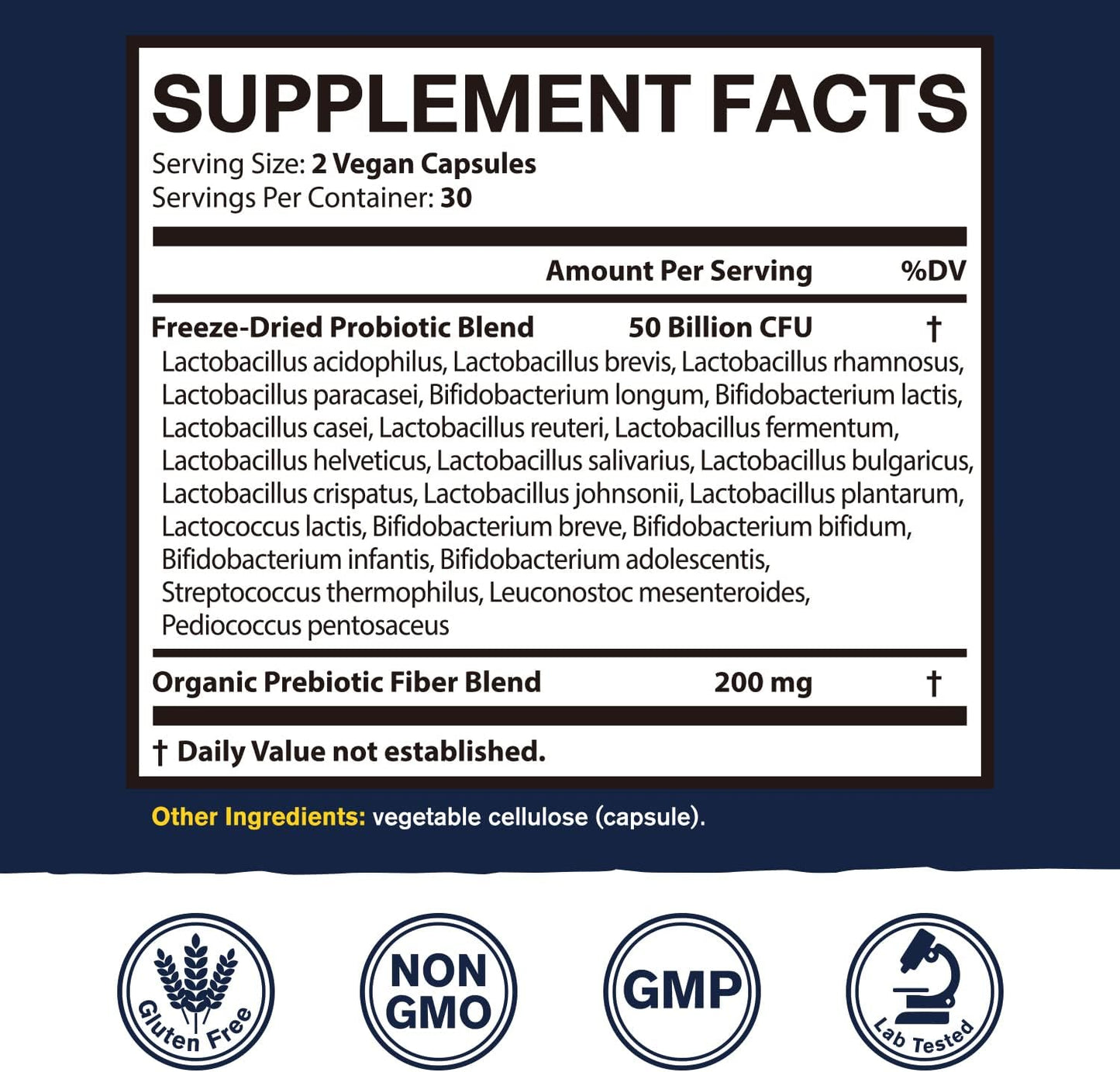 Vitacook Probiotics 50 Billion: 23 Strains + Organic Prebiotics, Digestive & Immune Support - Freeze-Dried Vegan Caps, Delayed-Release Formula