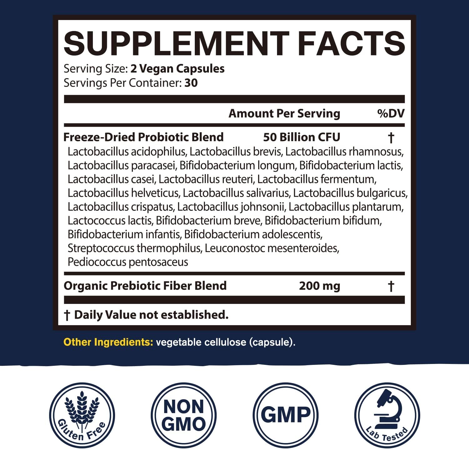 Vitacook Probiotics 50 Billion: 23 Strains + Organic Prebiotics, Digestive & Immune Support - Freeze-Dried Vegan Caps, Delayed-Release Formula