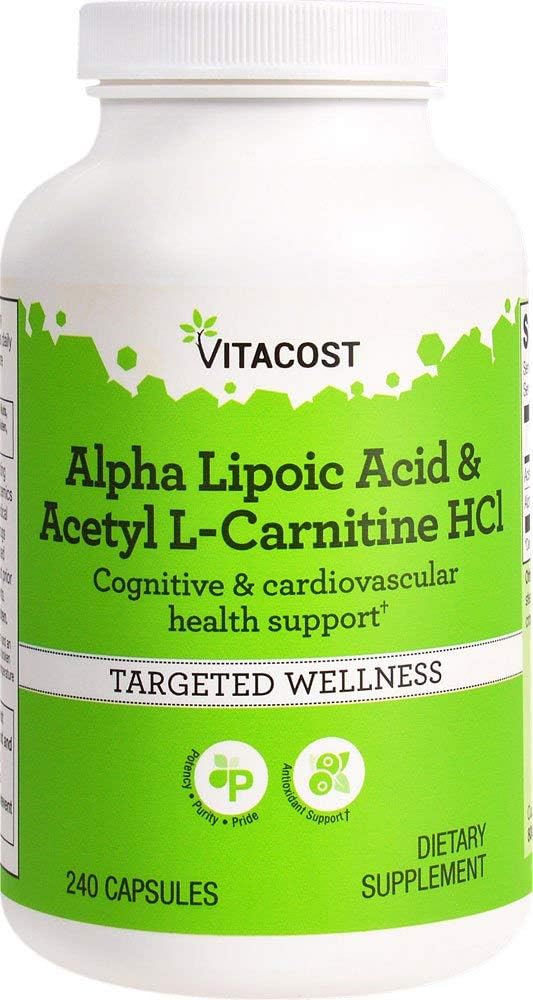 Vitacost Alpha Lipoic Acid & Acetyl L-Carnitine HCl Capsules - 1,600 mg per serving - 240 Count