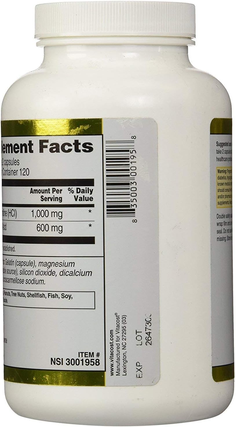 Vitacost Alpha Lipoic Acid & Acetyl L-Carnitine HCl Capsules - 1,600 mg per serving - 240 Count