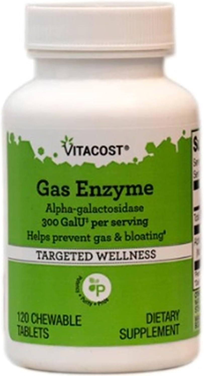 Vitacost Gas Enzyme Alpha-galactosidase Chewable Tablets - 300 GalU - 120 Count