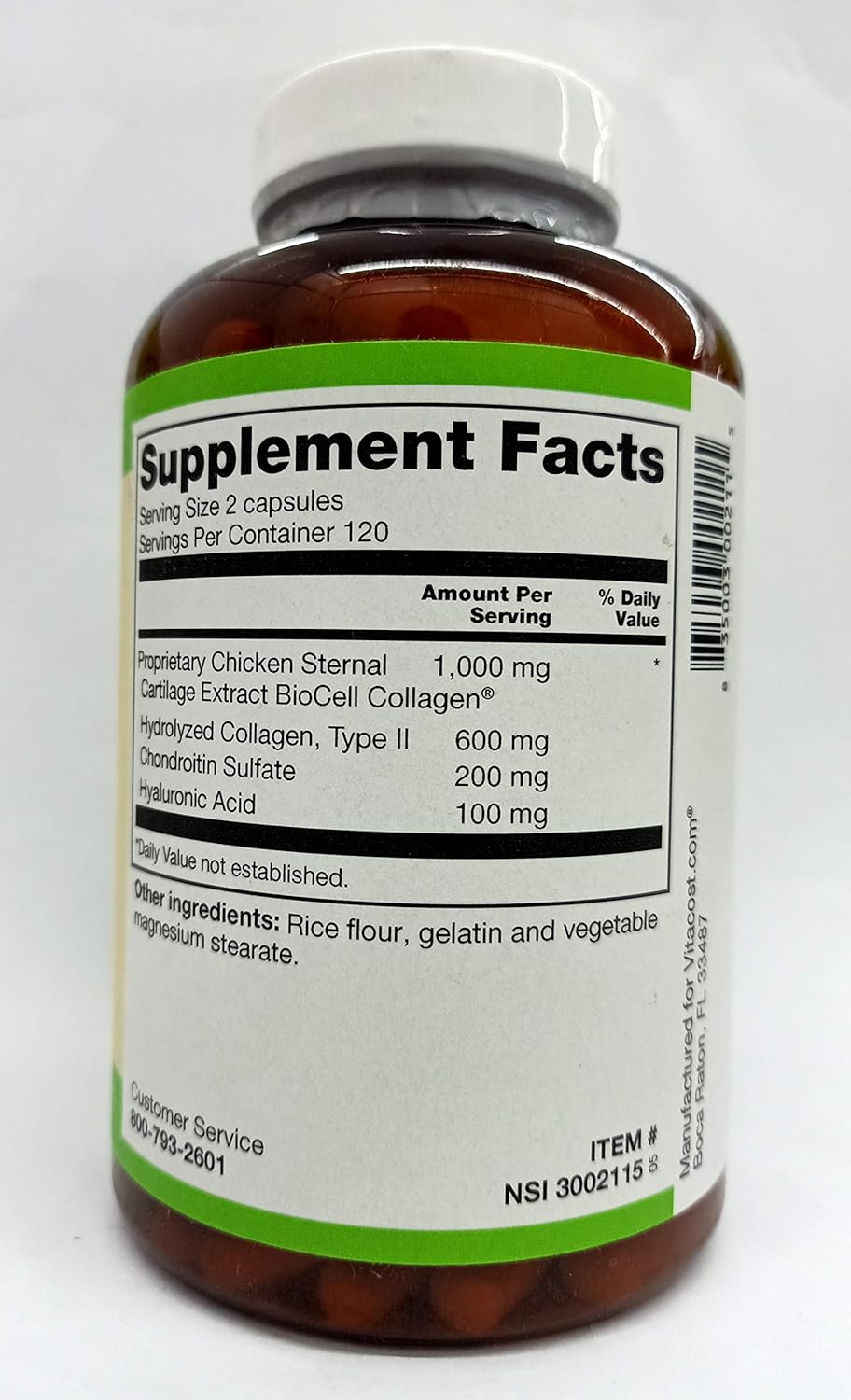 Vitacost ROOT2 BioCell Collagen with Hyaluronic Acid 100mg - 240 Capsules
