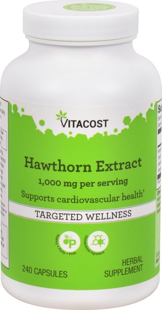 Vitacost Standardized Hawthorn Extract Capsules - 1000 mg, 240 Count - Vitacost Brand