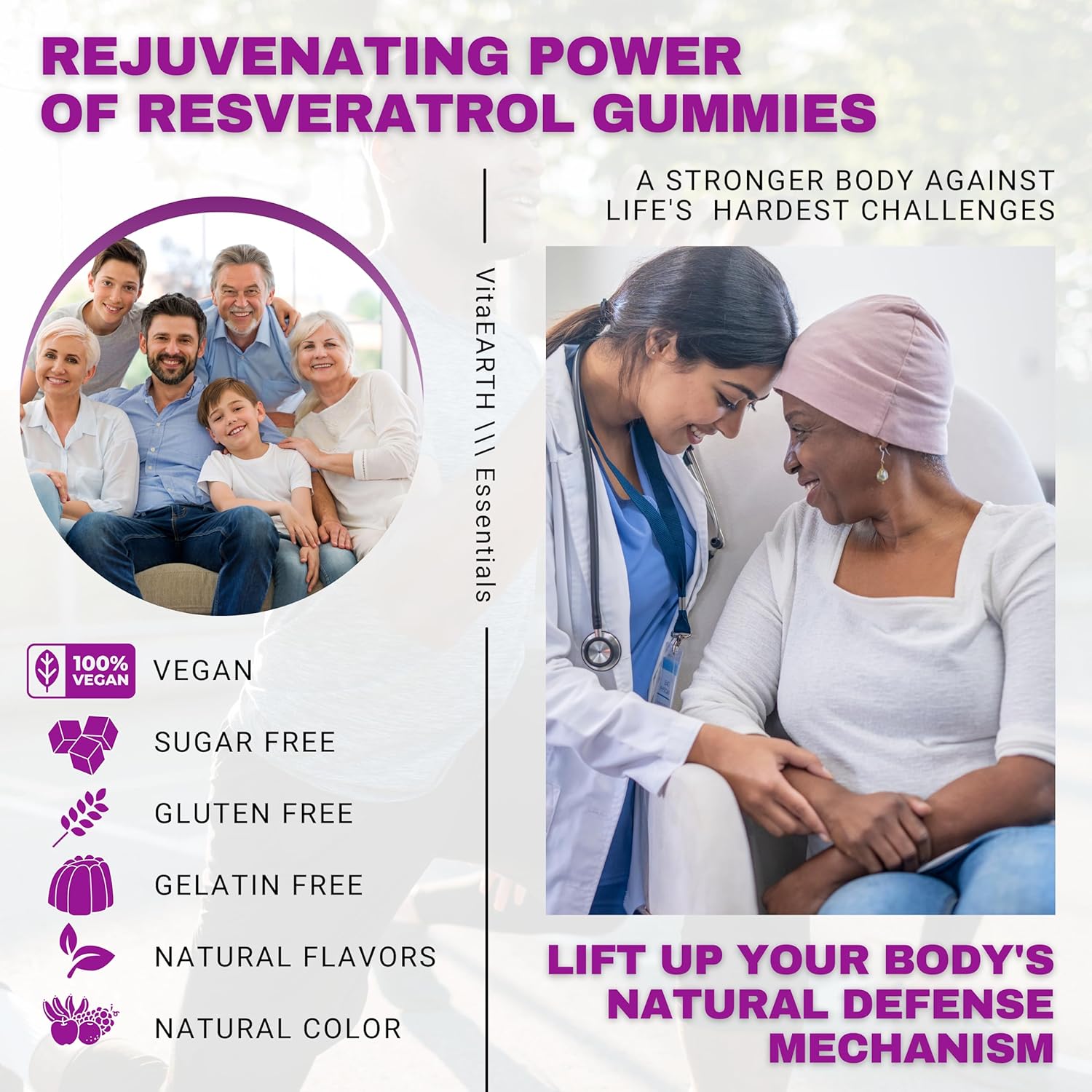 VitaEARTH Anti Aging Resveratrol Supplement – 1500mg Resveratrol Gummies for Heart, Immune System – Raspberry Watermelon Flavored Antioxidants Supplement Energy Booster Supports Brain, Cellular Health