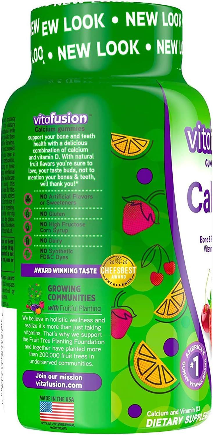 Vitafusion Calcium Gummy Vitamins for Adults, 500mg, 100 Count - Pack of 2