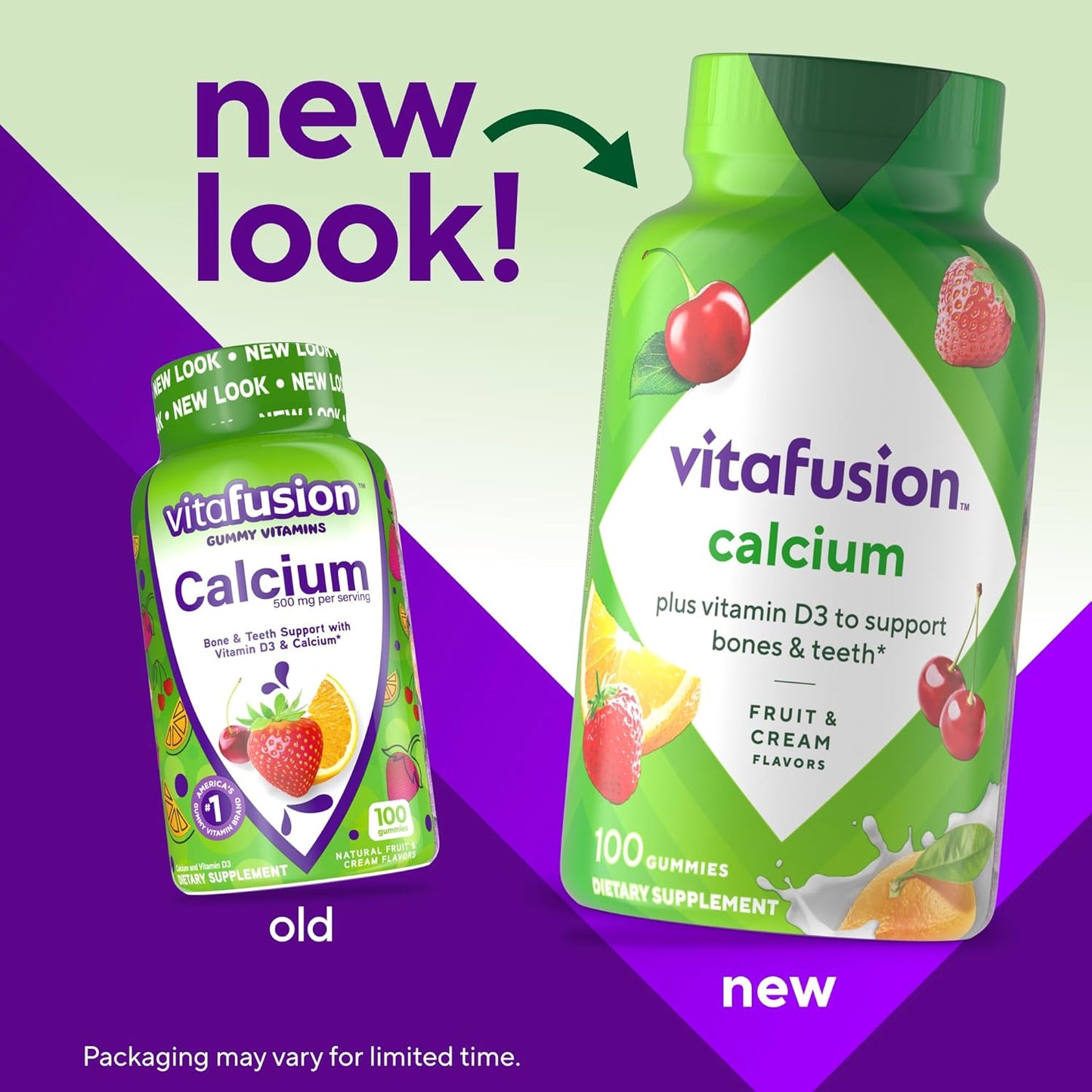 vitafusion Calcium Gummy Vitamins for Bones & Teeth, Fruit & Cream Flavored, 100 Count