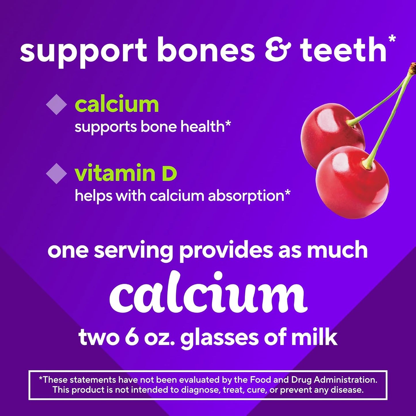 vitafusion Calcium Gummy Vitamins for Bones & Teeth, Fruit & Cream Flavored, 100 Count