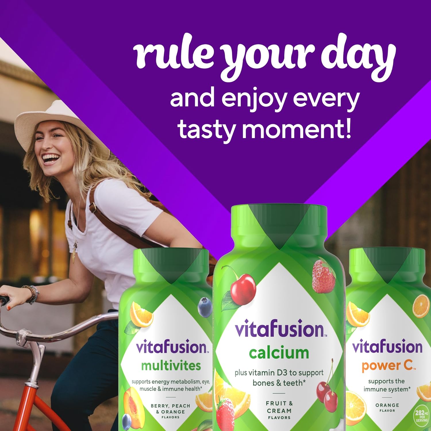 vitafusion Calcium Gummy Vitamins for Bones & Teeth, Fruit & Cream Flavored, 100 Count