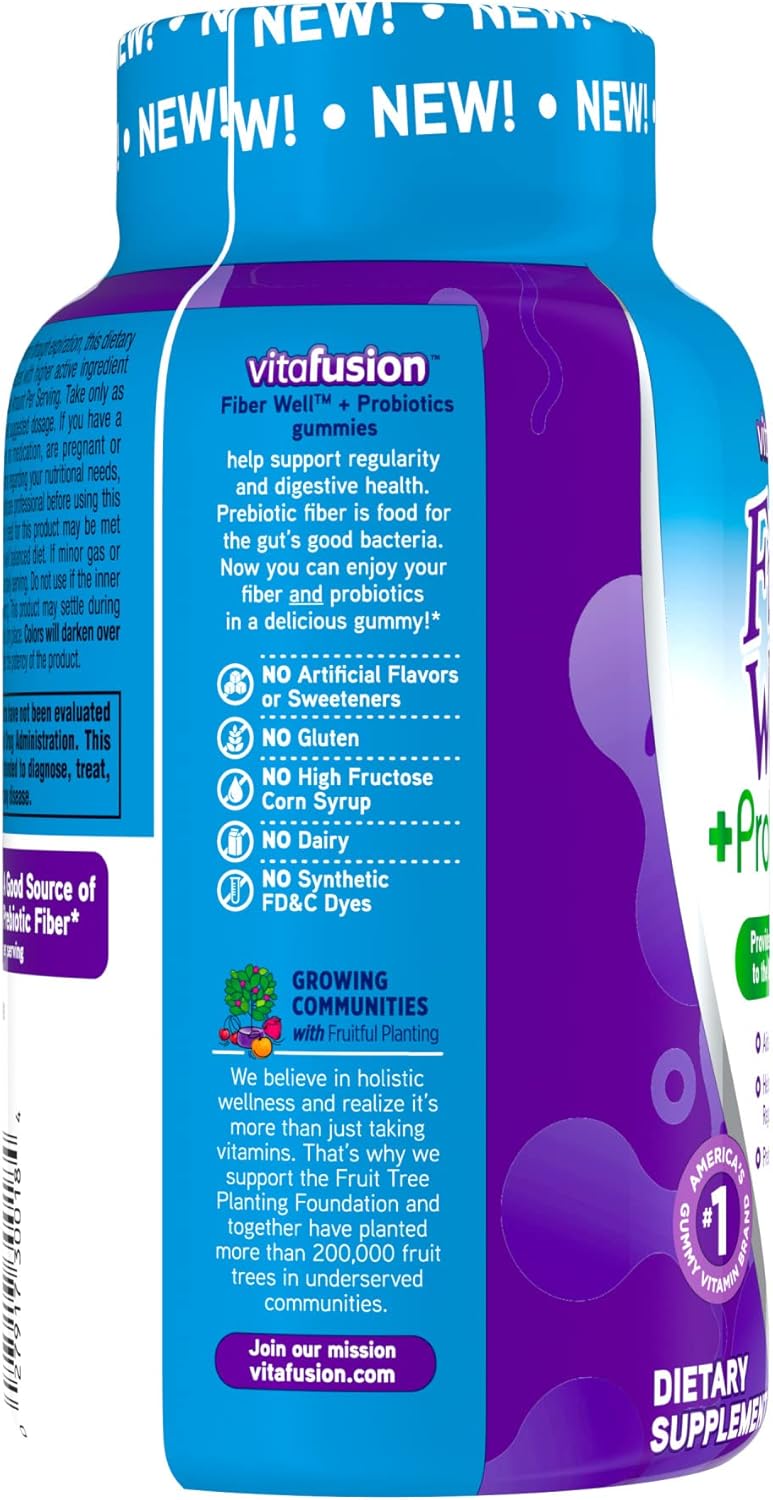 Vitafusion Fiber Well + Probiotics Gummies - Adult Formula, 60 Gummies