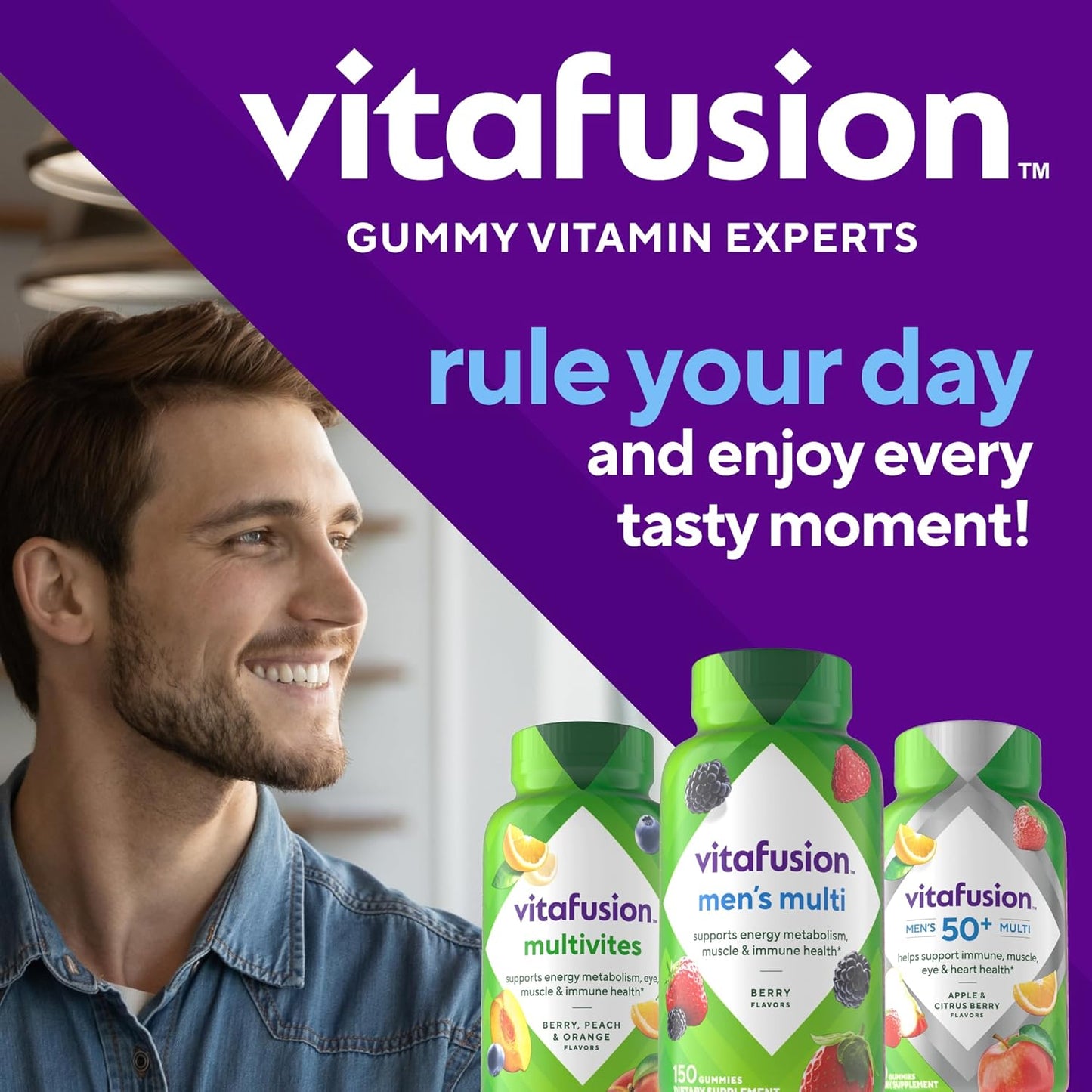 vitafusion Men's Berry Flavored Gummy Multivitamins - 150 Count, 75 Day Supply with Vitamins A, C, D, E, B6, B12