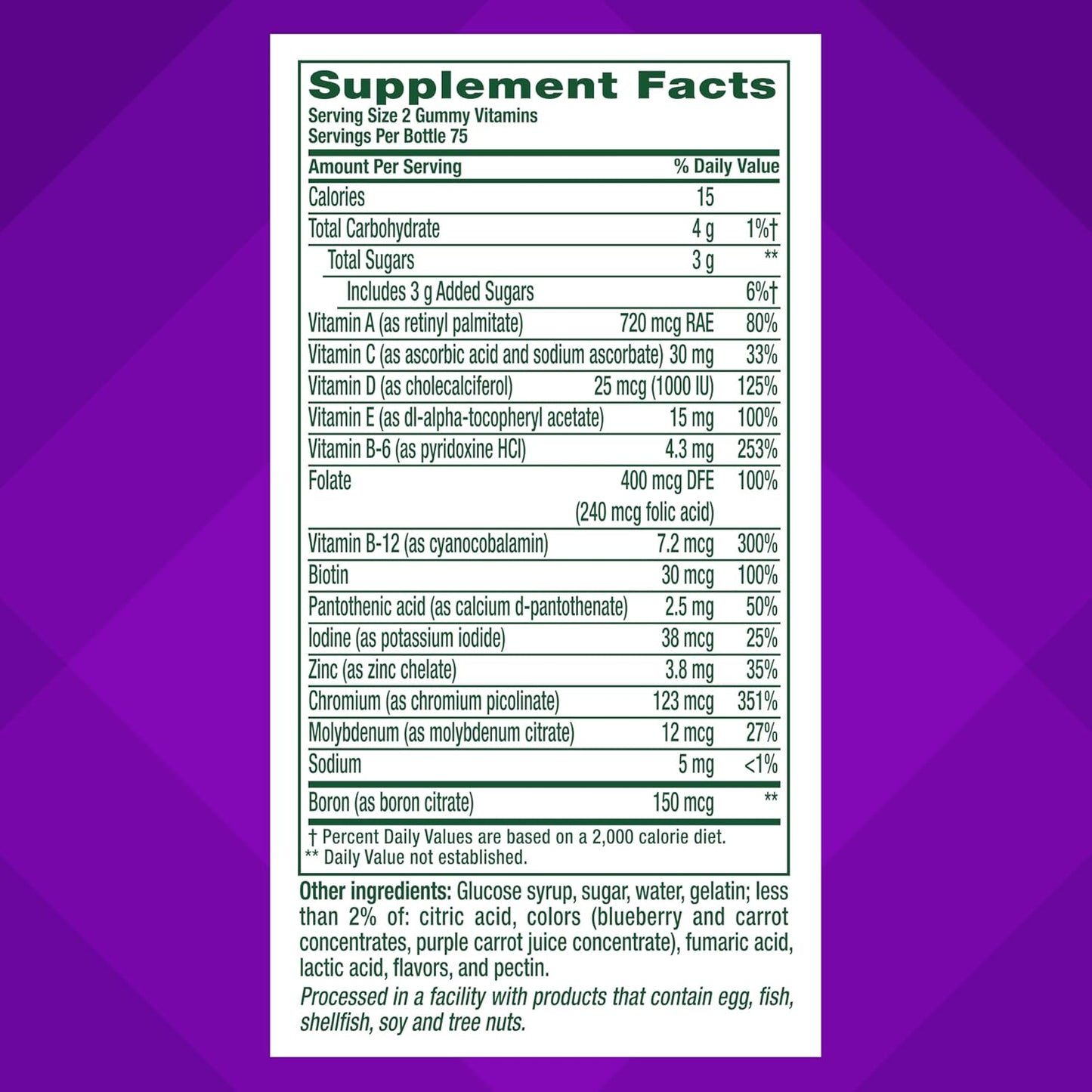 vitafusion Men's Berry Flavored Gummy Multivitamins - 150 Count, 75 Day Supply with Vitamins A, C, D, E, B6, B12