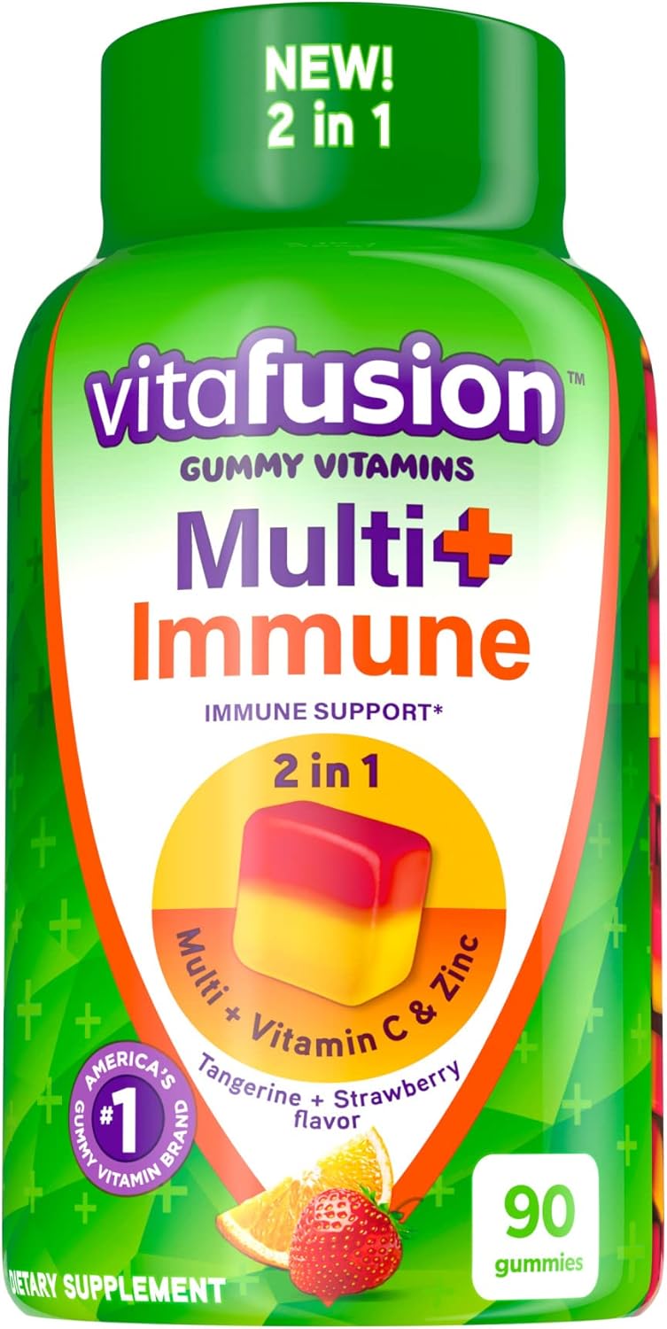 Vitafusion Multi+ Immune Support Adult Gummy Vitamins - 2-in-1 Benefits - Vitamin C, Zinc, Multivitamins - 90 Count