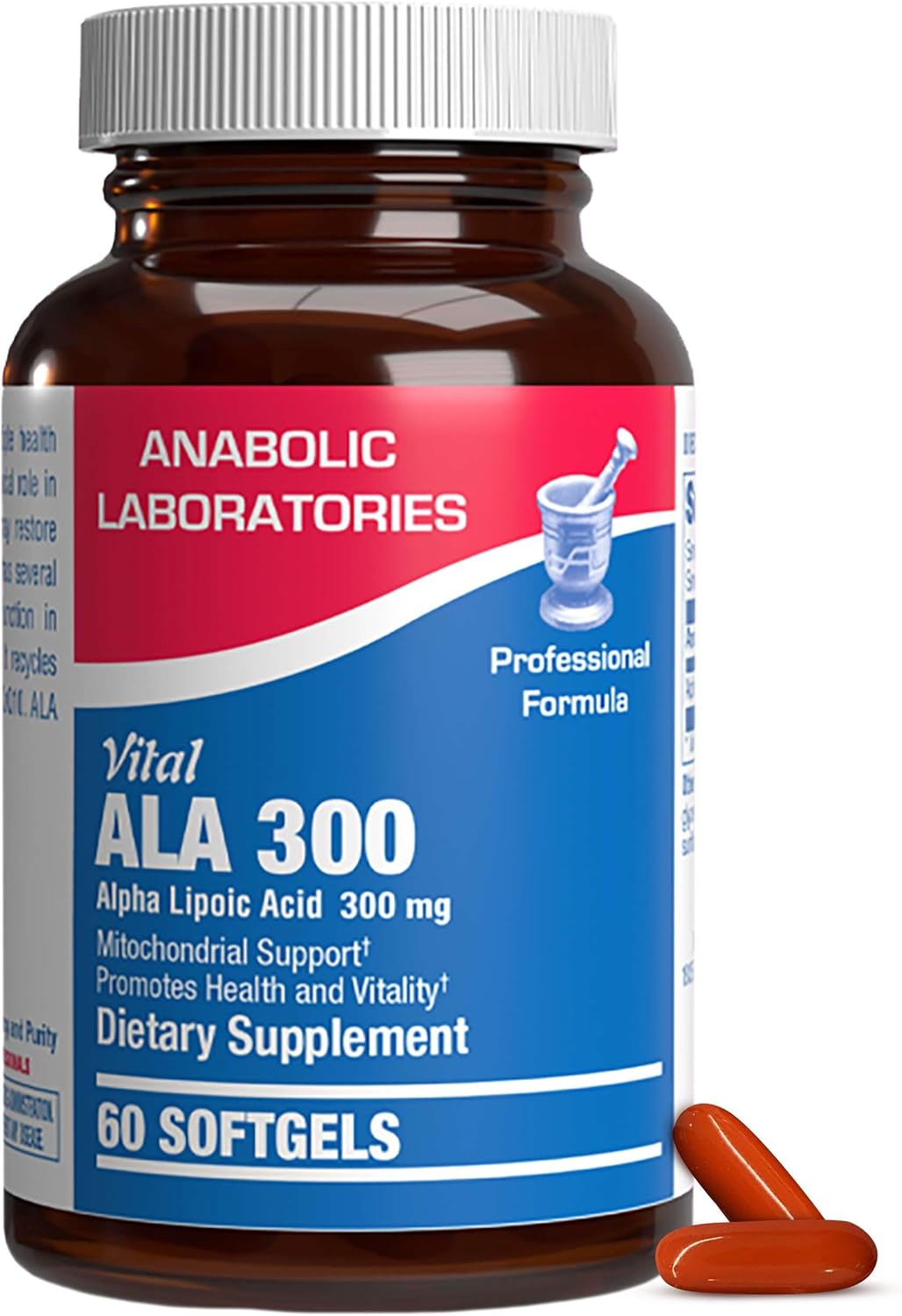Vital ALA 300 Softgel Supplements for Energy, Bone, Eye, and Nerve Health - Alpha Lipoic Acid with Antioxidant Properties - 60 Count