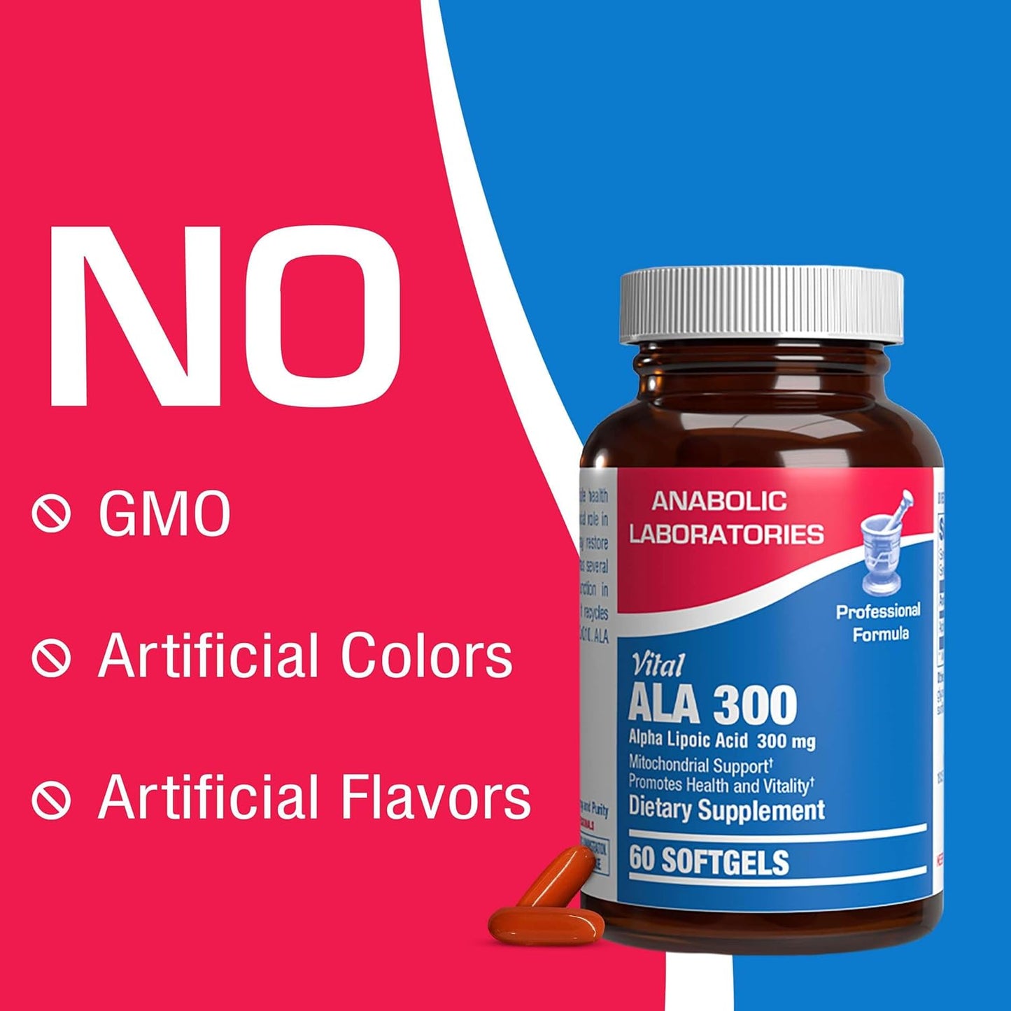 Vital ALA 300 Softgel Supplements for Energy, Bone, Eye, and Nerve Health - Alpha Lipoic Acid with Antioxidant Properties - 60 Count