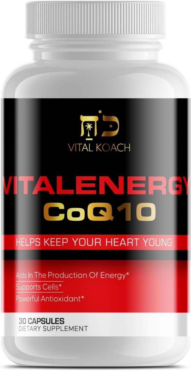 VITAL KOACH CoQ10 Ubiquinone 200mg Capsules - Supports Heart Health, Energy Production, Antioxidants - 30 Count