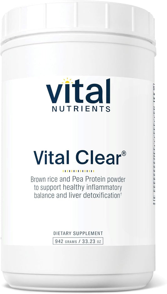 Vital Nutrients Vital Clear Rice and Pea Protein Powder 942g Vegan Supplement for Health and Detox | Gluten, Dairy, Soy Free | Non-GMO | 20 Servings