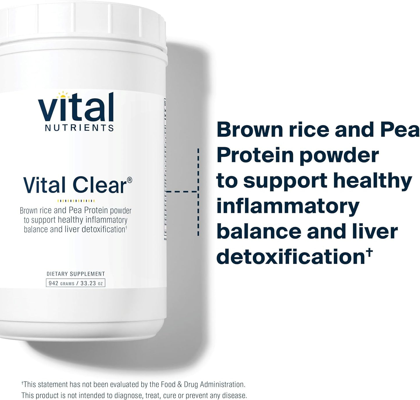 Vital Nutrients Vital Clear Rice and Pea Protein Powder 942g Vegan Supplement for Health and Detox | Gluten, Dairy, Soy Free | Non-GMO | 20 Servings