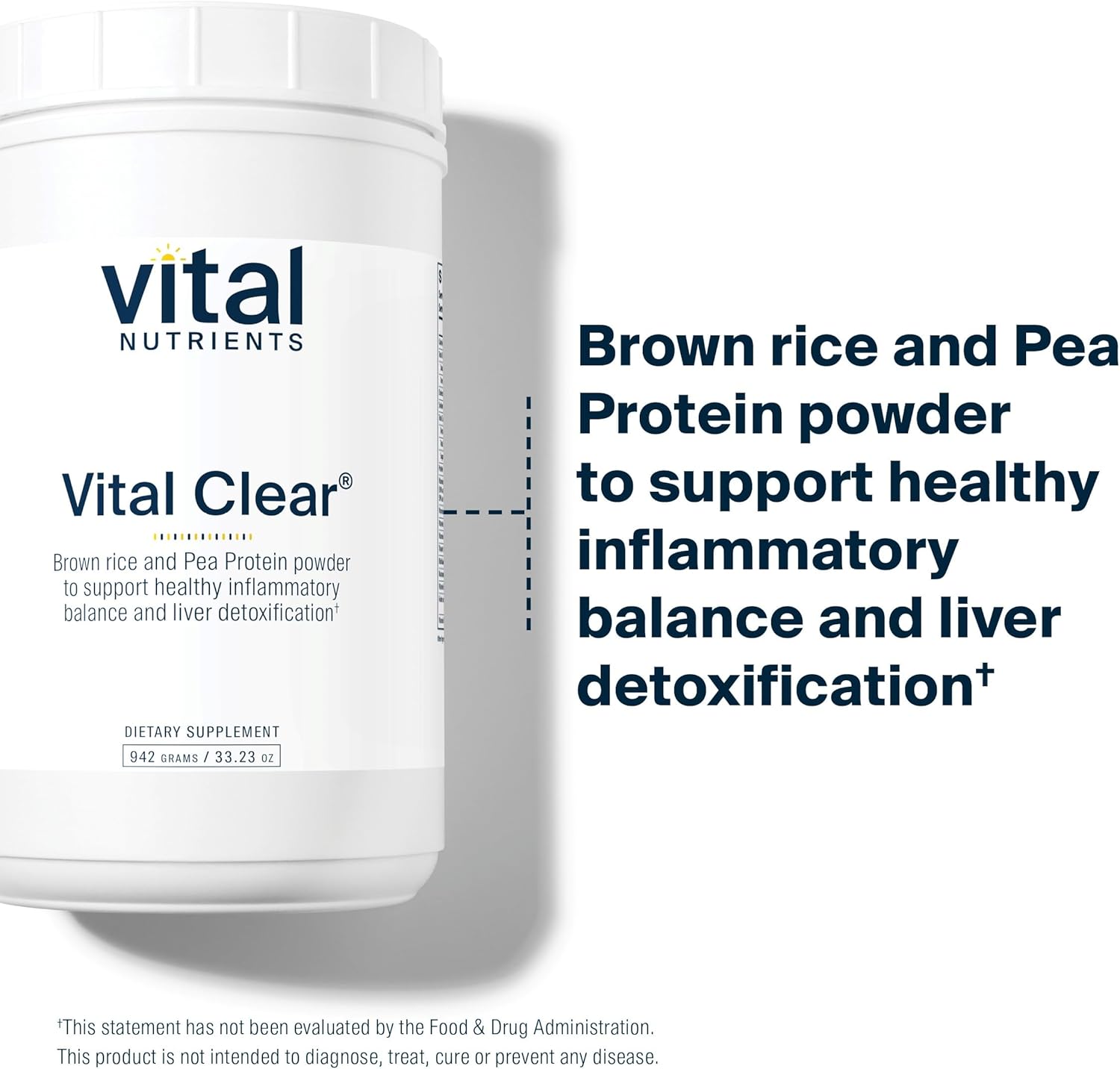 Vital Nutrients Vital Clear Rice and Pea Protein Powder 942g Vegan Supplement for Health and Detox | Gluten, Dairy, Soy Free | Non-GMO | 20 Servings