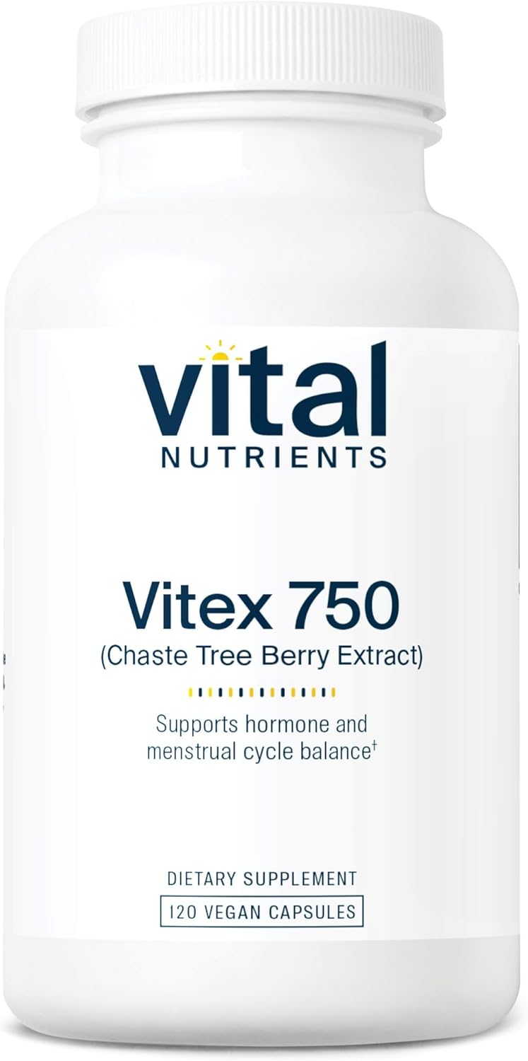 Vital Nutrients Vitex 750mg Capsules - Chaste Tree Berry Extract for Hormone Balance, Fertility, Menstrual Cycle - Non-GMO, Gluten, Dairy, Soy Free - 120 Count