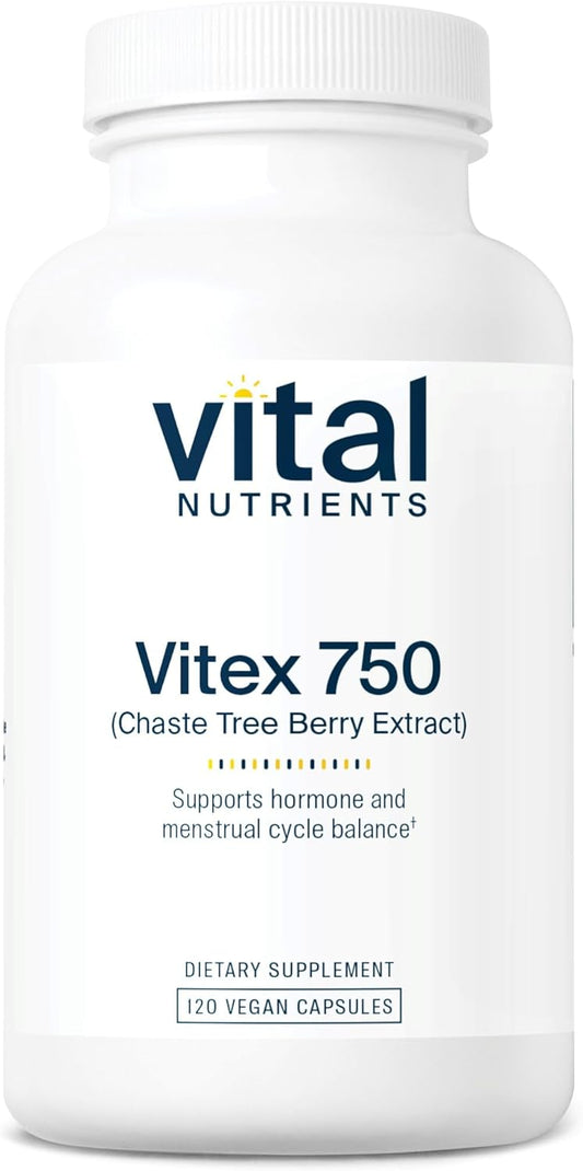 Vital Nutrients Vitex 750mg Capsules - Chaste Tree Berry Extract for Hormone Balance, Fertility, Menstrual Cycle - Non-GMO, Gluten, Dairy, Soy Free - 120 Count
