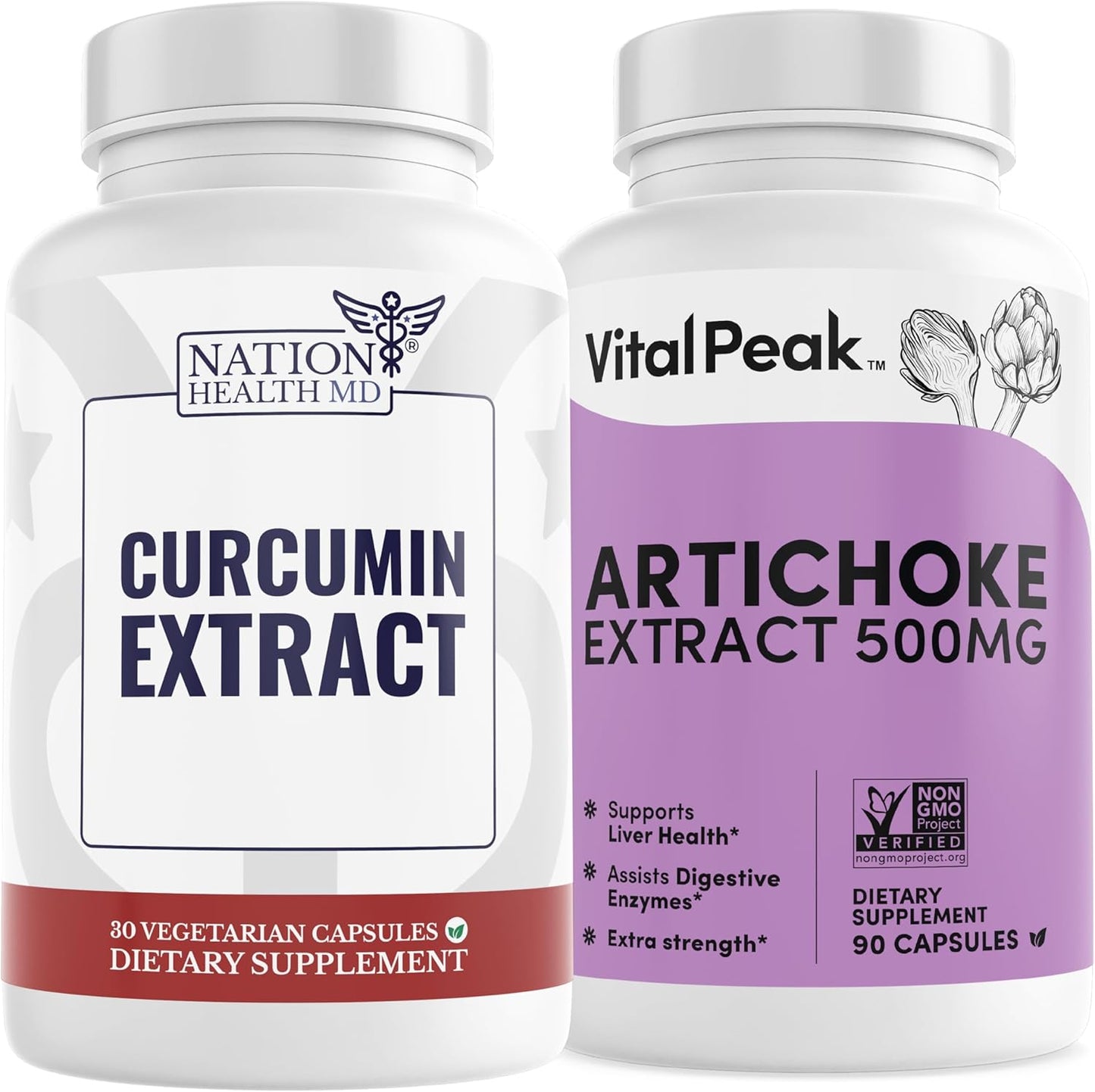 Vital Peak Bundle: NATION HEALTH MD Curcumin and Artichoke Extracts
