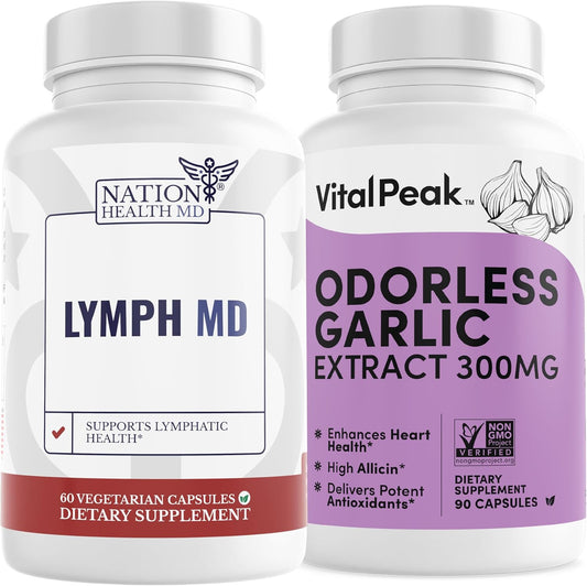 Vital Peak Lymph MD and Odorless Garlic Bundle for Nation Health Support
